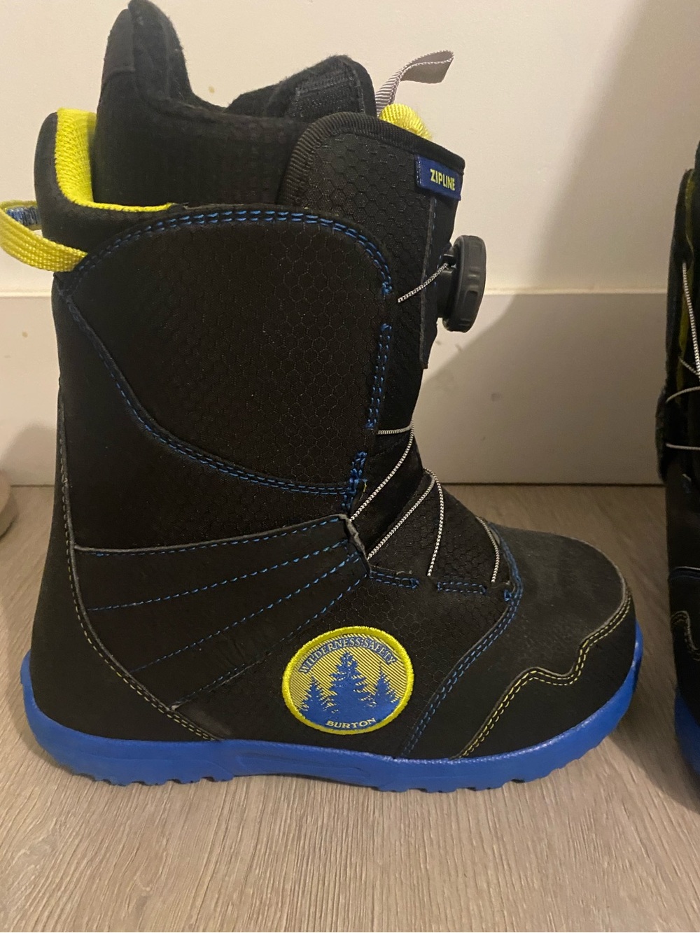 Burton Kids Black, Blue & Yellow Snow Boots with Dial Closure